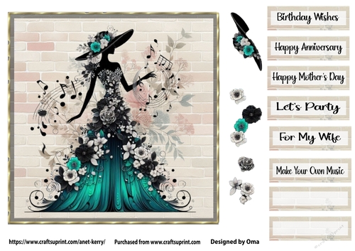 Music & Flowers Teal 4