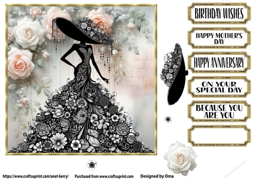 She wears flowers, black