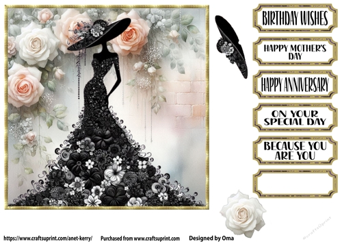 She wears flowers, black 2