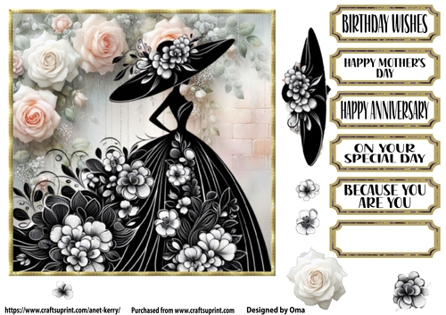 She wears flowers, black 3