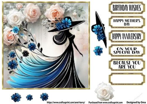 She wears flowers, blue 2