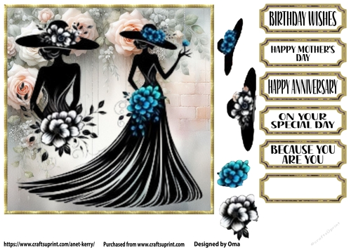 She wears flowers, blue 3
