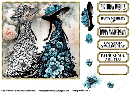 She wears flowers, blue 4