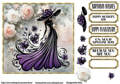 She wears flowers, purple 2