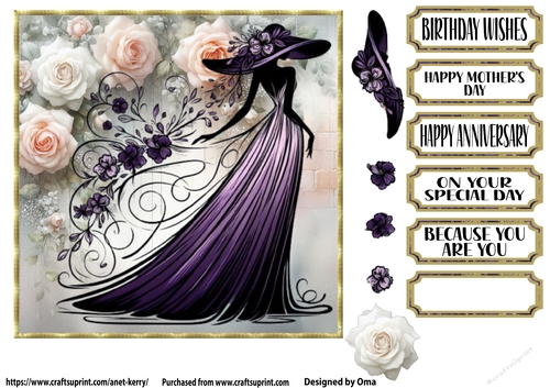 She wears flowers, purple 3