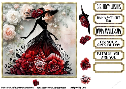 She wears flowers, red