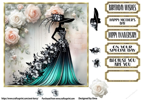 She wears flowers, teal 2