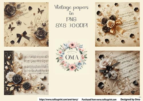 Vintage Music Sheets / Black Gold