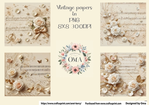 Vintage Music Sheets / Cream