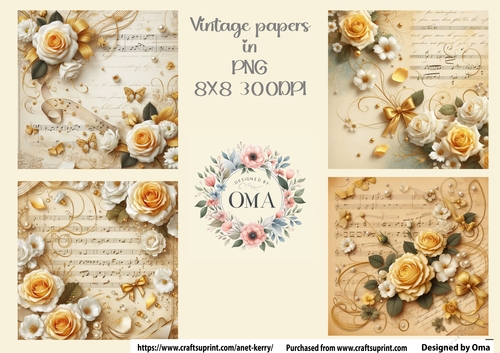 Vintage Music Sheets / Dark Yellow