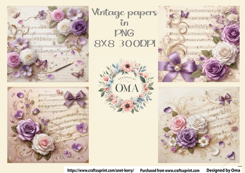 Vintage Music Sheets / Lilac
