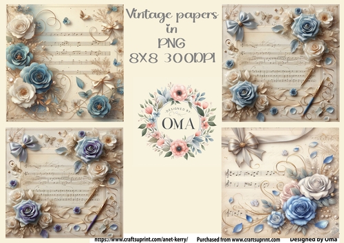Vintage Music Sheets / Pale Blue