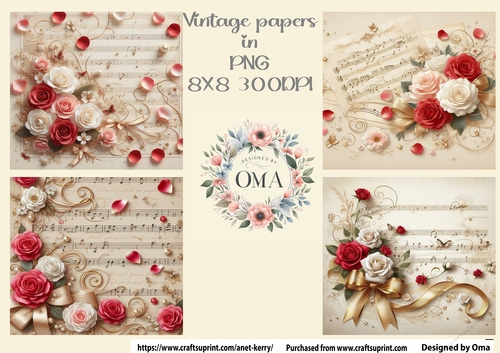 Vintage Music Sheets / Red