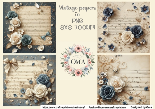Vintage Music Sheets / Royal Blue