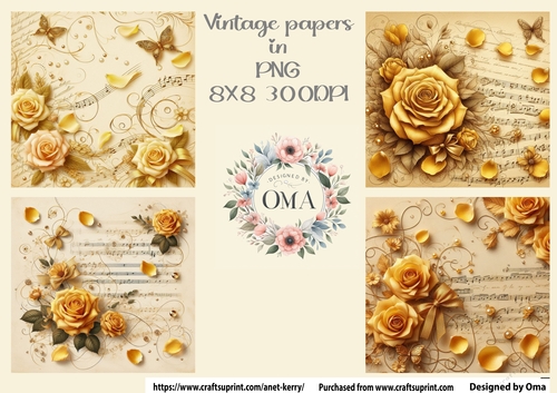 Vintage Music Sheets / GOLDEN YELLOW