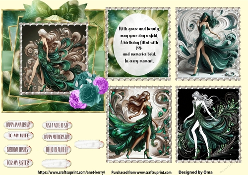 Swirls & Feathers Green