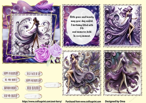 Swirls & Feathers Purple