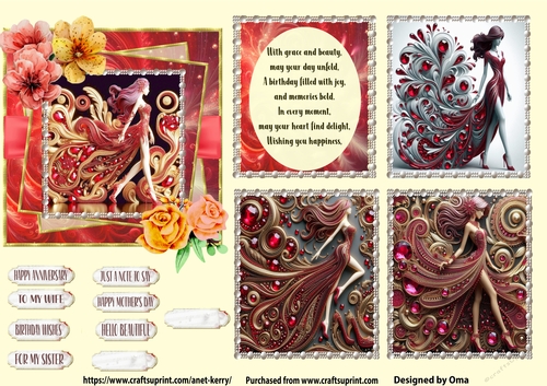 Swirls & Feathers Red