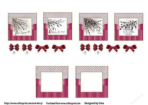5.5 floral card front / Pussy Willow 1
