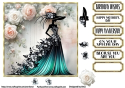 She wears flowers, teal 2