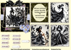 Swirls & Feathers Black