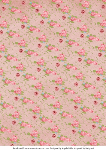 A4 Background Paper Rose Sprays and Rosebuds Peach/Pink