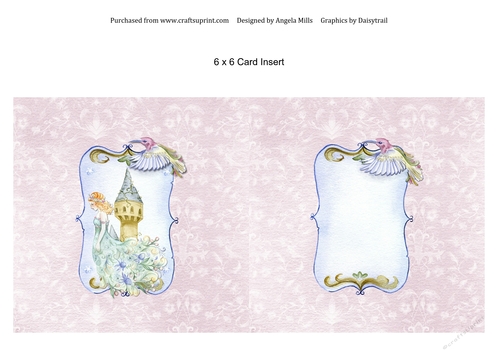 6 x 6 Card Insert Fairy Princess, Pink
