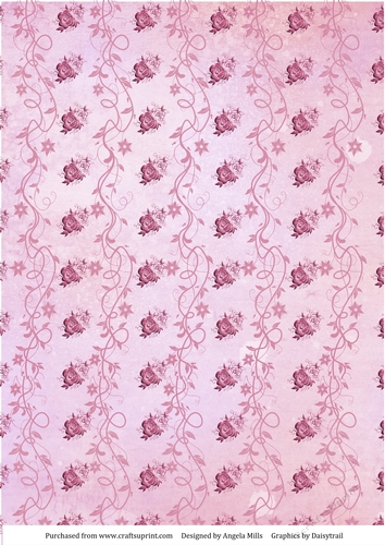 A4 Background Paper Roses and Vines Design, Pink