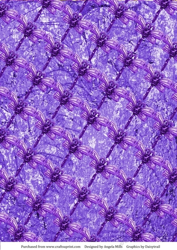 A4 Paper Dragonfly Lattice Design on Purple Foil Effect Background