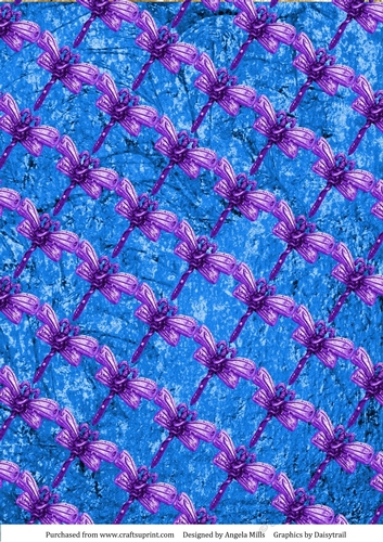 A4 Paper Dragonfly Lattice Design on Turquoise Blue Foil Effect Background