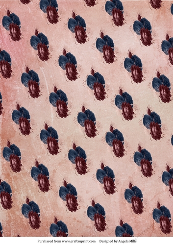 A4 Paper Maroon and Navy Blue Roses on Pink Background
