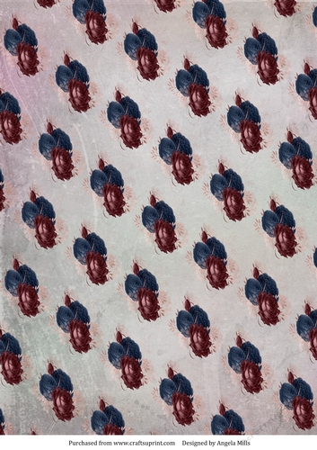 A4 Paper Maroon and Navy Blue Roses on Pink/Grey Background