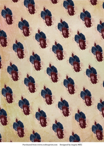 A4 Paper Maroon and Navy Blue Roses on Raw Sienna Background