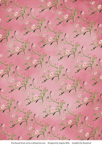 A4 Paper Floral Swirls on Pink Background