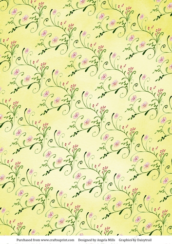 A4 Paper Floral Swirls on Primrose Background