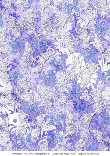 A4 Paper White/Blue Butterflies on Lilac Background