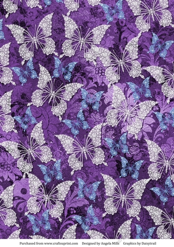 A4 Paper White/Blue Butterflies on Purple Background