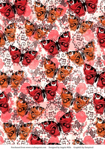 A4 Paper Butterflies on Red/Cream/Black Background
