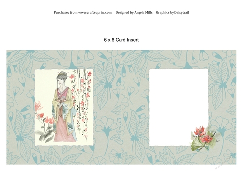 6 x 6 Card Insert Japanese Lady Teal/Cream