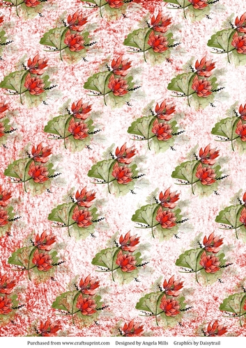 A4 Paper Red Lotus Blossoms on Pink Background