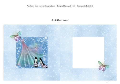 6 x 6 Card Insert Rainbow Dress and Shoes, Blue