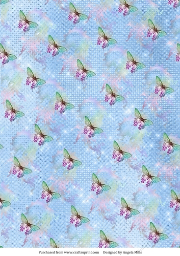 A4 Paper, Rainbow Butterflies on Blue Background