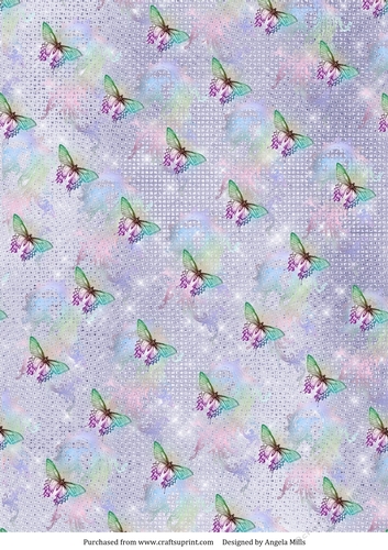 A4 Paper, Rainbow Butterflies on Lilac Background