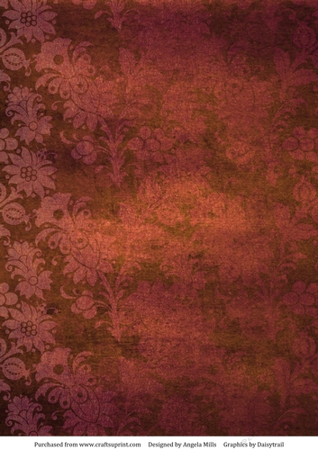 A4 Paper Vintage Floral on Rose/Russet Background