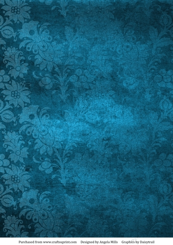 A4 Paper Vintage Floral on Turquoise Blue Background