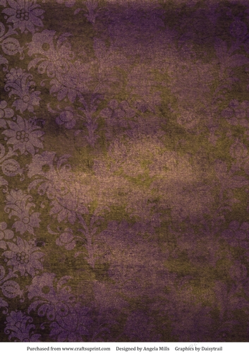 A4 Paper Vintage Floral on Lavender/Yellow/Ochre Background