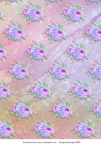 A4 Paper Spring Bouquet on Pastel Lilac/Pink Background