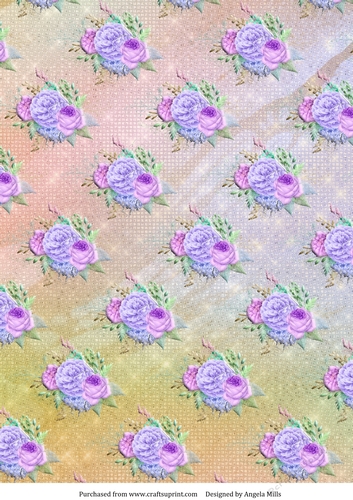 A4 Paper Spring Bouquet on Pastel Lilac/Orange Background