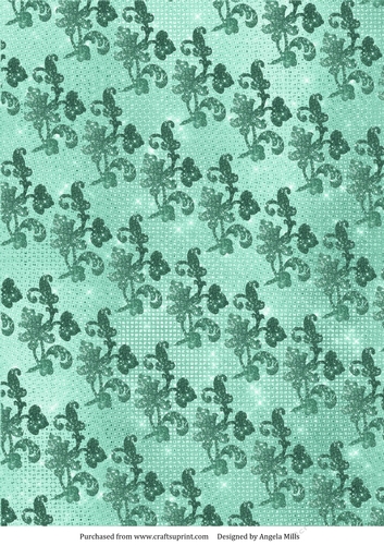 A4 Paper Glitter Floral Design on Mint Green Background