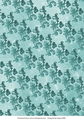 A4 Paper Glitter Floral Design on Blue Background